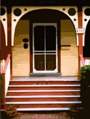 The front porch of the Smith House on Oliver Street